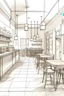 Placeholder: A sketch of a coffee shop interior design in a minimal style