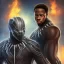 Placeholder: Nigeria artist Fireboy as kilmonger in black panther, realistic,rust of war, futuristic, heroic