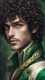 Placeholder: Prince Python Dark curly hair, emerald green eyes filled with curiosity and wit, charming and quick-thinking.