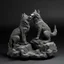 Placeholder: A gray woods with singing wolves designed in Ica stones