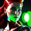 Placeholder: portrait of mary jane watson, red hair, green eyes, black tanktop, intricate, elegant, glowing lights, highly detailed, comic style, artstation, concept art, smooth, sharp focus, illustration, art by wlop, mars ravelo and greg rutkowski