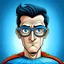 Placeholder: Caricatura de un superheroe nerd con lentes