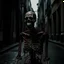 Placeholder: Horror movie photo of a street, skeleton with veins, blood and nerves, humid, horror, Sam Raimi, dark, spooky, hyperrealistic, dark room