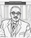 Placeholder: Outline art for coloring pages with Thurgood Marshall, white background, sketch style, only use black outline, white background, no shadows and well and clear outline