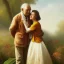 Placeholder: blowing leaves::woman’s pro"auto"> oil canvas of a old men and woman giving each other a hug