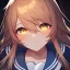 Placeholder: Clear focus,8k,Beatiful Lighting,Beatiful Blur,Beatiful Face,Beatiful Shading,Amber long hair,fluffy hair, long fluffy bangs, Cyan eyes, wearing a sailor uniform, Extreme Close Up