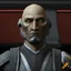 Placeholder: star wars bald male corellian jedi pilot wearing gunmetal grey and black old republic armored robes with gold trim inside the jedi temple holding a lightsaber with viridian green blade in left hand, centered head and shoulders portrait, hyperdetailed, dynamic lighting, hyperdetailed background, 8k resolution, volumetric lighting, light skin, fully symmetric details