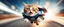 Placeholder: rocket ship cat captain in high speed pursuit, with background motion blur