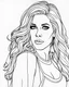 Placeholder: b/w outline art for adult coloring book page themed with no background, coloring pages, Lisa Marie Presley on tv, full White, kids style, white background, Sketch style,(((((white background))))), only use outline., cartoon style, line art, coloring book, clean line art, Sketch style, line-art