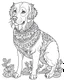 Placeholder: beautiful full body Golden Retriever, coloring page for adults, photo realistic, clean line art , mandala, high detailed, no background, mandala, white, black, coloring book, sketchbook, realistic sketch, free lines, on paper, character sheet, 8k