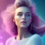 Placeholder: A portrait very beautiful woman ,smiling, longs hairs,elegant, atmospheric, realistic, cinematic lighting, pink blue light, 8k, galactic atmosphere, flowers