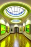 Placeholder: 3D-shot A hall for displaying art paintings in the shape of an oval, and there will be an oval wall in the hall, and the paintings will be hung on the walls