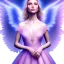 Placeholder: portrait of a beautiful woman with an angel face, pink and blue dress, jewels, soft light aura