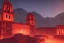 Placeholder: Incan architecture, city, red glow, atmospheric, realistic, unreal engine, cinematic lighting, octane render.