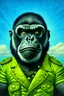 Placeholder: Gorilla-folk pirate portrait of the first man to fly in the ocean