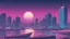 Placeholder: An image depicting an urban skyline of the city of Luanda at night. The skyline is illuminated by neon lights in shades of pink, blue and violet, creating a deep, atmospheric mood. A starry sky with a waning quarter moon enhances the nostalgic air of the 1980s. The illustration has a square aspect ratio and combines modern digital art with retro elements.