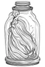 Placeholder: ghost stuck in the jar idea, line art, background, vector, svg, black outline on white background, leave plenty of white space beetween lines for coloring, tattoo style, tattoo idea,full body, minimalist