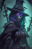 Placeholder: undead witch hunter from warhammer, anime style, depth of field, nvidia graphics, lightrays, trending art, movie poster