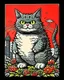 Placeholder: Catzilla cat Japanese Art funny cat gifts for women kid PNG,