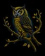 Placeholder: Night Owl perched on a tree branch tattoo design, traditional tattoo style, t-shirt design, fantasy art, digital painting, clean dark background, 8K