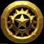 Placeholder:  black background, shiny golden embossed star ornament, 3d, cinematic, photorealistic