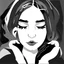 Placeholder: B&w, vector drawing, girl, depressed, fall in a sleep,
