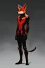 Placeholder: Foxman, comic style artwork, dark black, red and Orange, calm, full body