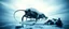 Placeholder: airbrush 3d rendering, frontal close up of alien gremlin underneath chrome centipede lobster huge space ship on small frozen island in lake, pinhole cam, background motion blur