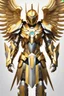 Placeholder: Halfbody,facing front Angel Warrior,iron straddle wings, realistic, golden ratio, symmetric, mecha,eyes LED light, metallic polished shiny armour,abstracts background