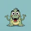 Placeholder: cartoon monster on solid color background