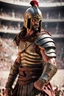 Placeholder: Gladiatore (with full close helmet; mezzo busto); sfondo arena