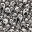 Placeholder: sketch line, rought, of faces on a pages, screaming and sad, demented, mad, journal