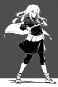 Placeholder: angry blonde girl, angry pose, full body, greyscale