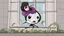 Placeholder: Cartoon black orchid in window scaleblack