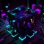 Placeholder: darker vivid colors Blockchain blockhain not arrange in cube 3D
