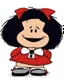 Placeholder: Hyperrealistic photograph of Mafalda in real life, with a bowtie or butterfly type bow on her head. Straight hair. (((Whole body)))