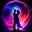 Placeholder: An orb composed of shimmering pink, purple, orange, and blue plasma containing the striking silhouettes of a handsome man and sexy woman in a loving embrace is surrounded by a terrifying oily black void