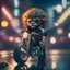 Placeholder: A Sharp Kawaii tiny hyper realistic baby lion riding mini harley davidson, wearing bikers clothes with kick boxing action, night of cyberpunk city background. wide angle full body, 8k, Cinematography, photorealistic,epic composition Unreal Engine,Cinematic, Color Grading, Portrait Photography,Ultra-Wide Angle, Depth of Field, hyper detailed