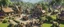 Placeholder: A busy village market in a beautiful sunny countryside scene with distant hills & fields, many conjoining intricate characterful dwellings & a clock-house (all designed by Esher), with pathways & walkways, stairways & bridges, waterfalls & a waterwheel : ultra high detail, photorealistic, epic cinematic, 8K, Large depth of field