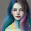 Placeholder: watercolor, female face, long hair, fur, shall, blush, smile, colorful