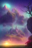 Placeholder: 6. Create a surreal and dreamlike landscape with floating islands and colorful skies