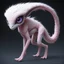 Placeholder: extraterrestrial being, female, bipedal, humanoid, otherworldly, pastel pink fur-covered skin, large lavender eyes, long feathery tail, alien, intricately designed, highly detailed, Greg Rutkowski