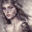 Placeholder: wonderfull german woman, curves, platinum long hair, hair covering one eye, ultradetailed fine art photo of a german, weet face portrait, snow flakes particles, 35 mm