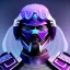 Placeholder: samurai purple masked villain in galaxy, teal and purple smoke, detailed, realistic, 4k