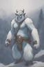 Placeholder: Dnd a bugbear with white fur and a blue nose