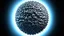 Placeholder: A fractal art piece featuring a complex, spherical structure with intricate, repetitive patterns. The color palette is dominated by shades of blue and gray, giving the piece a metallic or stone-like appearance. The structure is adorned with numerous small, detailed elements that create a sense of depth and texture. The lighting is soft and diffused, highlighting the contours and details of the fractal. The overall composition is dense and visually engaging, inviting the viewer to explore the int