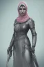 Placeholder: portrait lady pink arab warrior, hijab