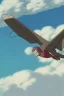 Placeholder: A flying car with wings in the sky.