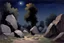 Placeholder: Night, rocks, trees, begginer's landscape, friedrich eckenfelder impressionism paintings