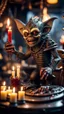 Placeholder: full body portrait of a banana werewolf gremlin star eating candles and the blood of fish on a viking ship, in the style of Giger,bokeh like f/0.8, tilt-shift lens 8k, high detail, smooth render, down-light, unreal engine, prize winning